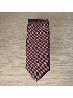 Marks and Spencer Men's Neck Tie Red Black And Silver Small Plaid NWOT